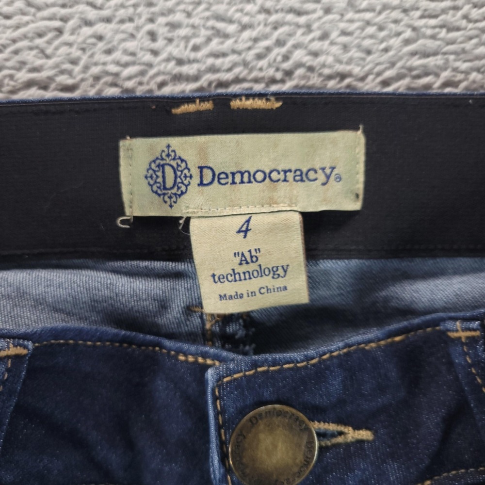 Democracy Jeans Womens 4 Blue Bootcut Mid Rise Ab Technology Dark Wash Stretch - Picture 3 of 9
